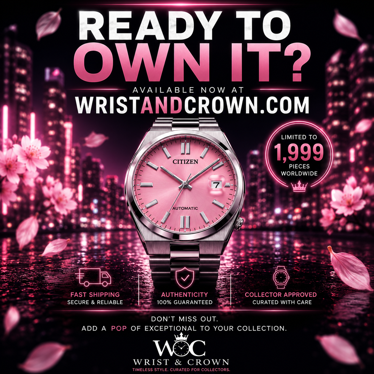 Citizen Tsuyosa x Pantone Dreamy Pink NJ0158-89X – 40mm Automatic Limited Edition Watch