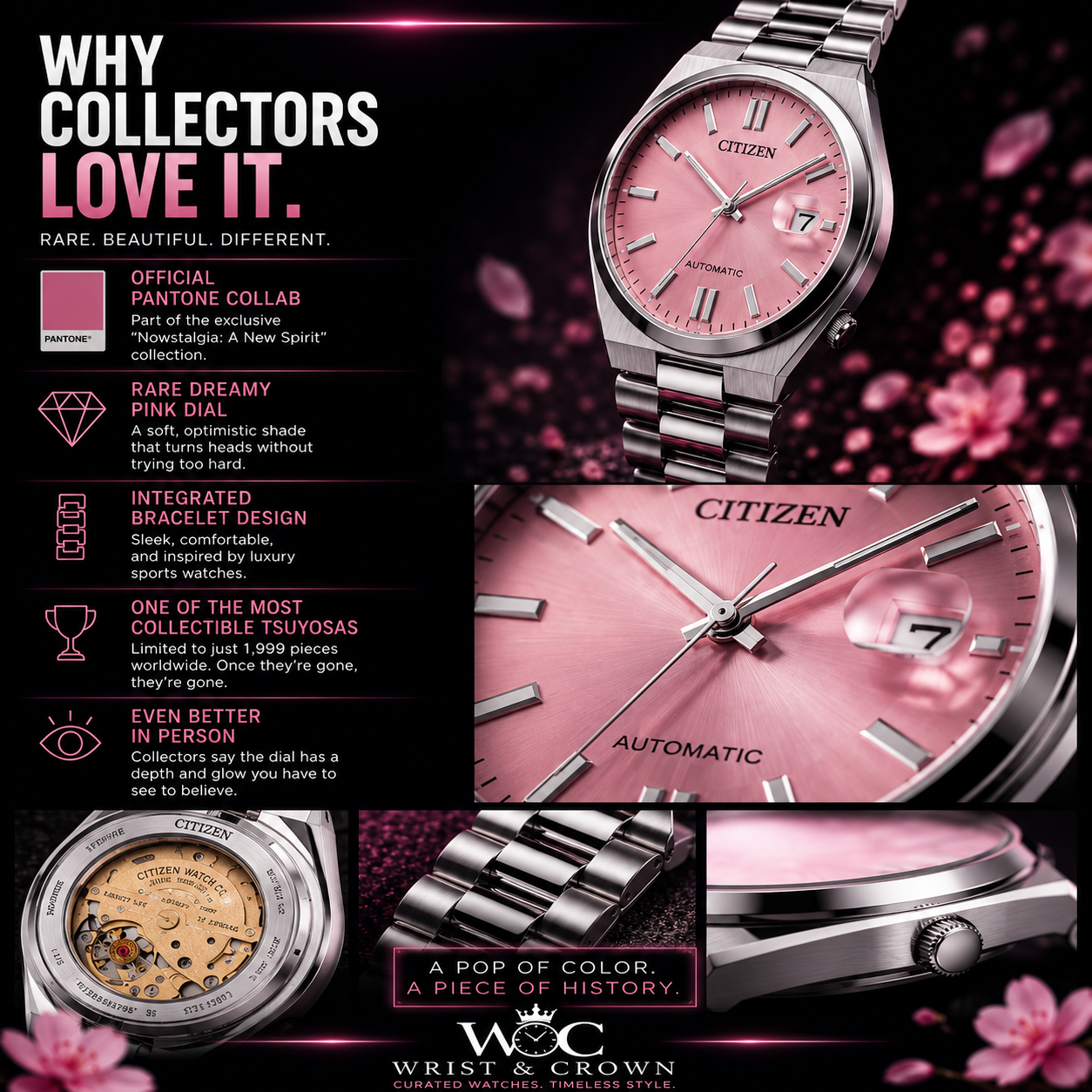 Citizen Tsuyosa x Pantone Dreamy Pink NJ0158-89X – 40mm Automatic Limited Edition Watch