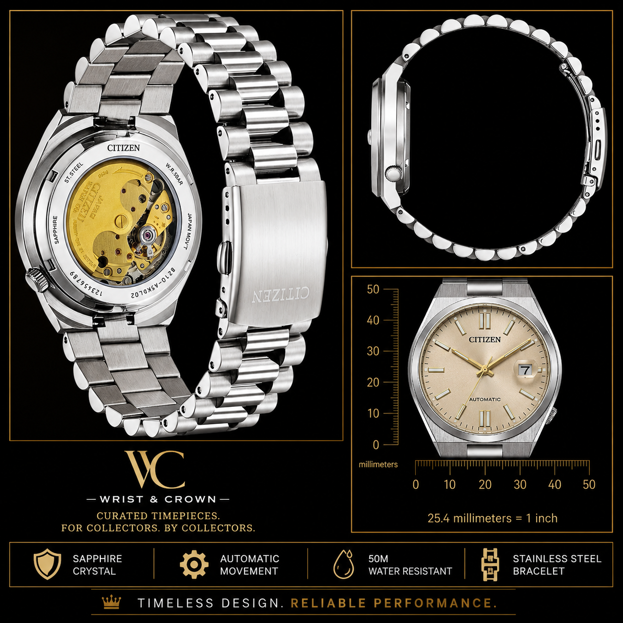 Citizen Tsuyosa NJ0151-88W 40mm Automatic Champagne Dial Watch