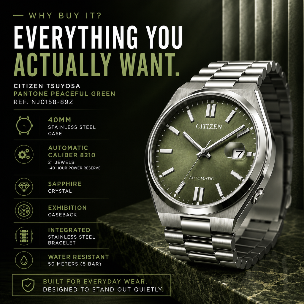 Citizen Tsuyosa Pantone Peaceful Green NJ0158-89Z 40mm Automatic Limited Edition Watch