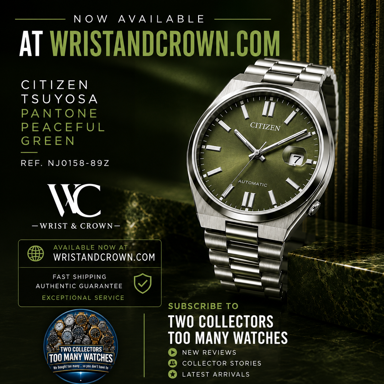 Citizen Tsuyosa Pantone Peaceful Green NJ0158-89Z 40mm Automatic Limited Edition Watch