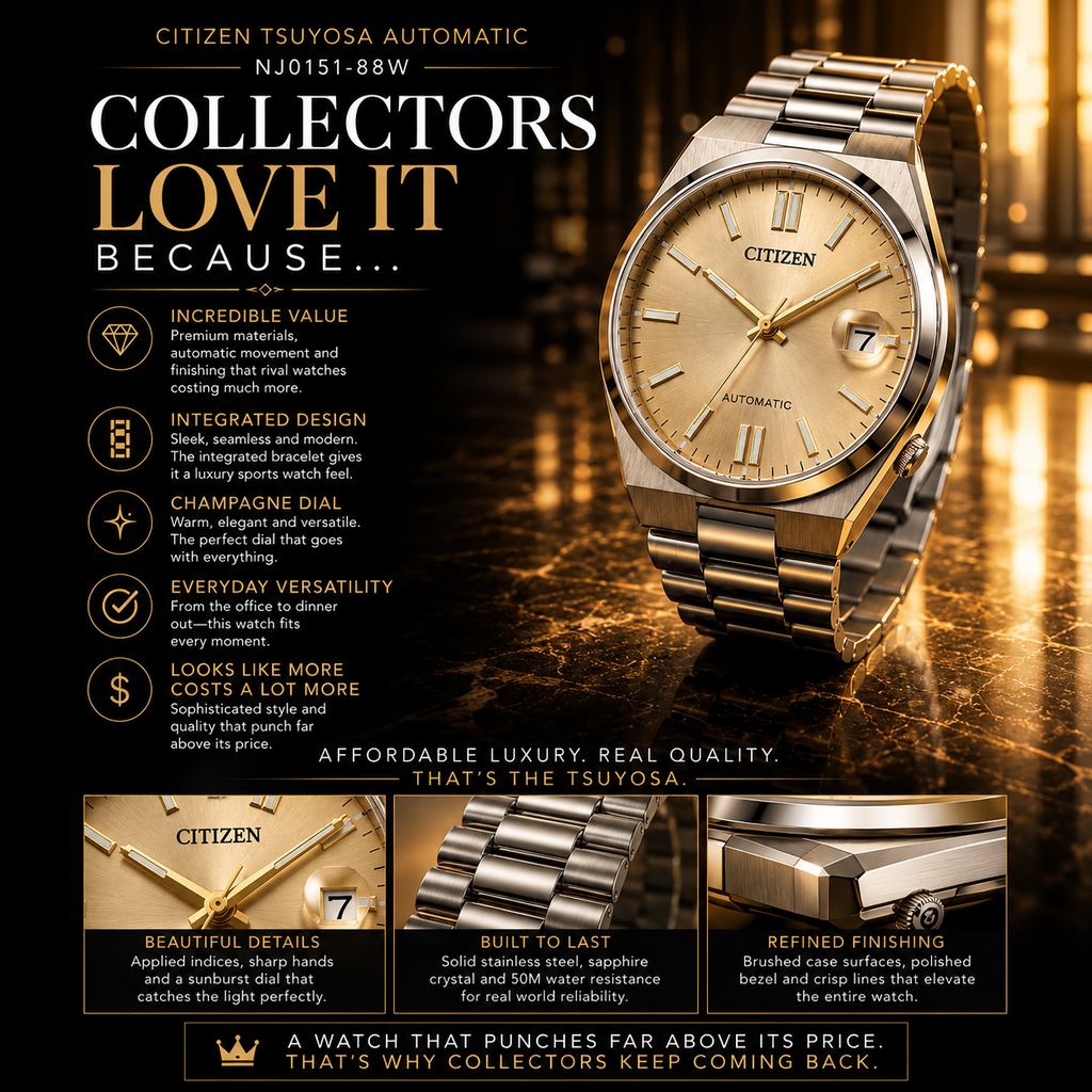 Citizen Tsuyosa NJ0151-88W 40mm Automatic Champagne Dial Watch