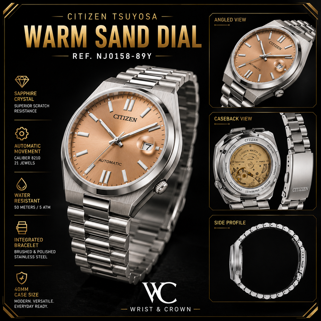 Citizen Tsuyosa NJ0158-89Y 40mm Automatic Warm Sand Dial Stainless Steel Watch