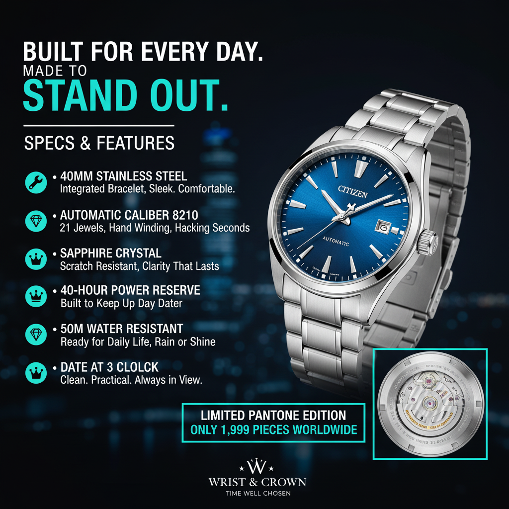 Citizen Tsuyosa “Glowing Blue” NJ0158-89L – 40mm Automatic Limited Edition Pantone Blue Dial Watch