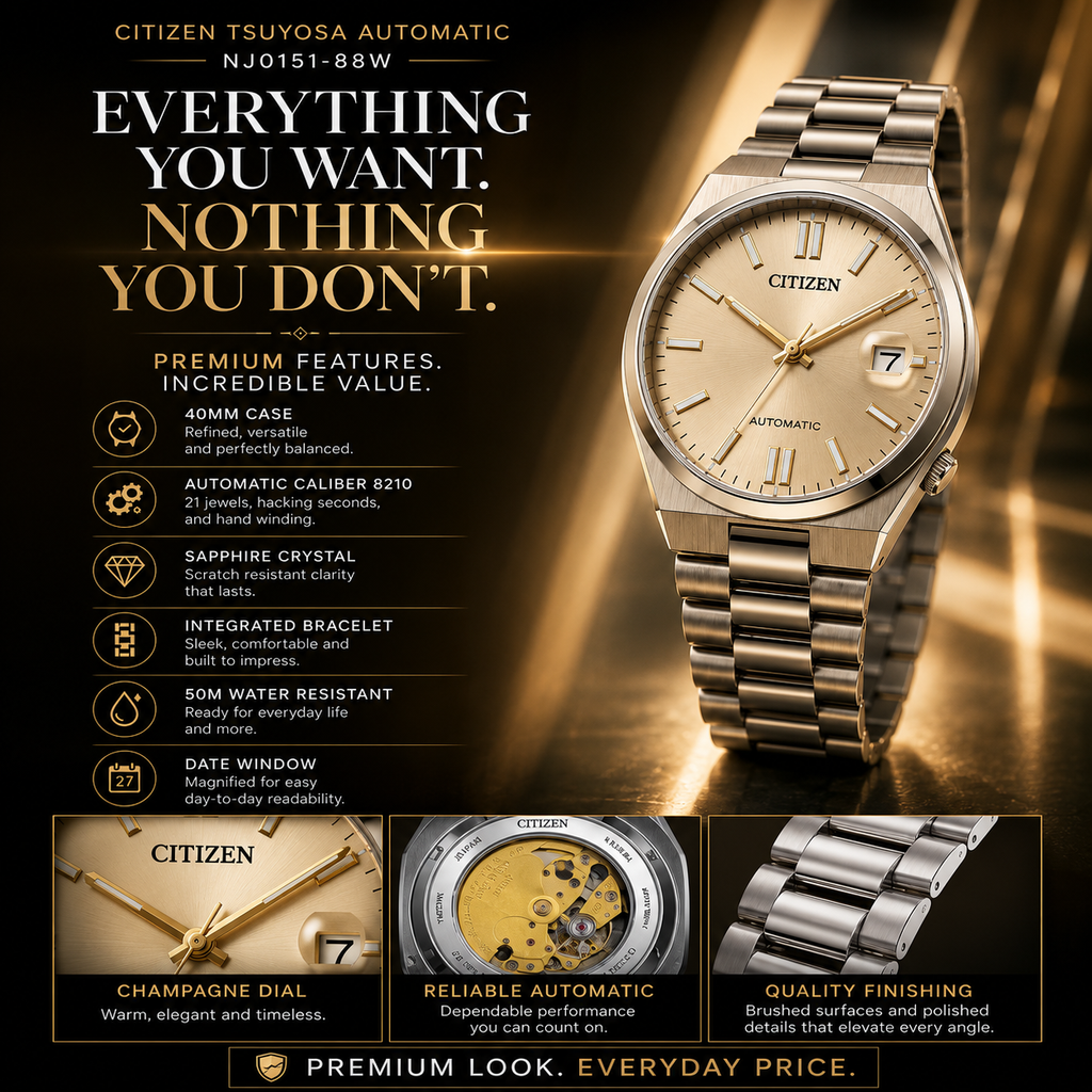 Citizen Tsuyosa NJ0151-88W 40mm Automatic Champagne Dial Watch