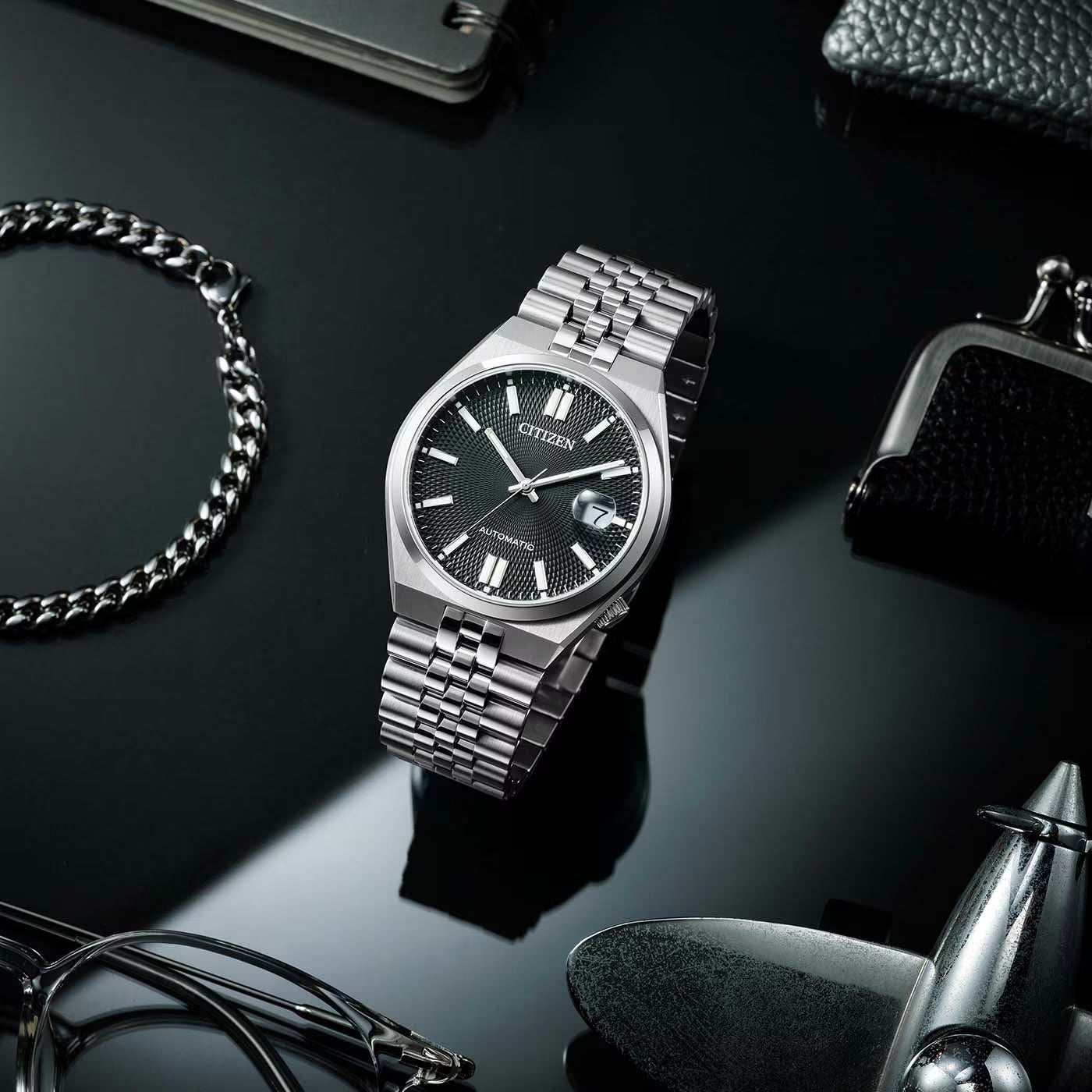 Citizen Tsuyosa 60 Automatic Black Dial Stainless Steel Watch | NK0020-55E