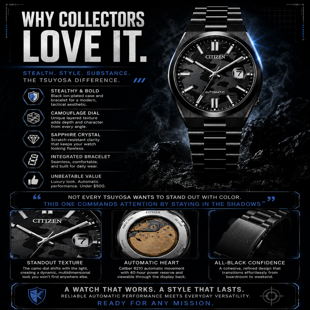 Citizen Tsuyosa NJ0155-87E 40mm Automatic Black Camo Dial Watch