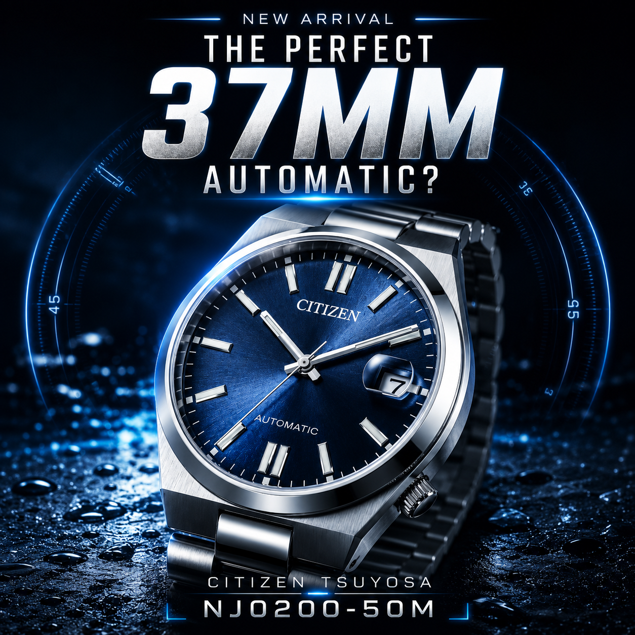 Citizen Tsuyosa 37mm Automatic NJ0200-50M Blue Sunray Dial Stainless Steel Watch