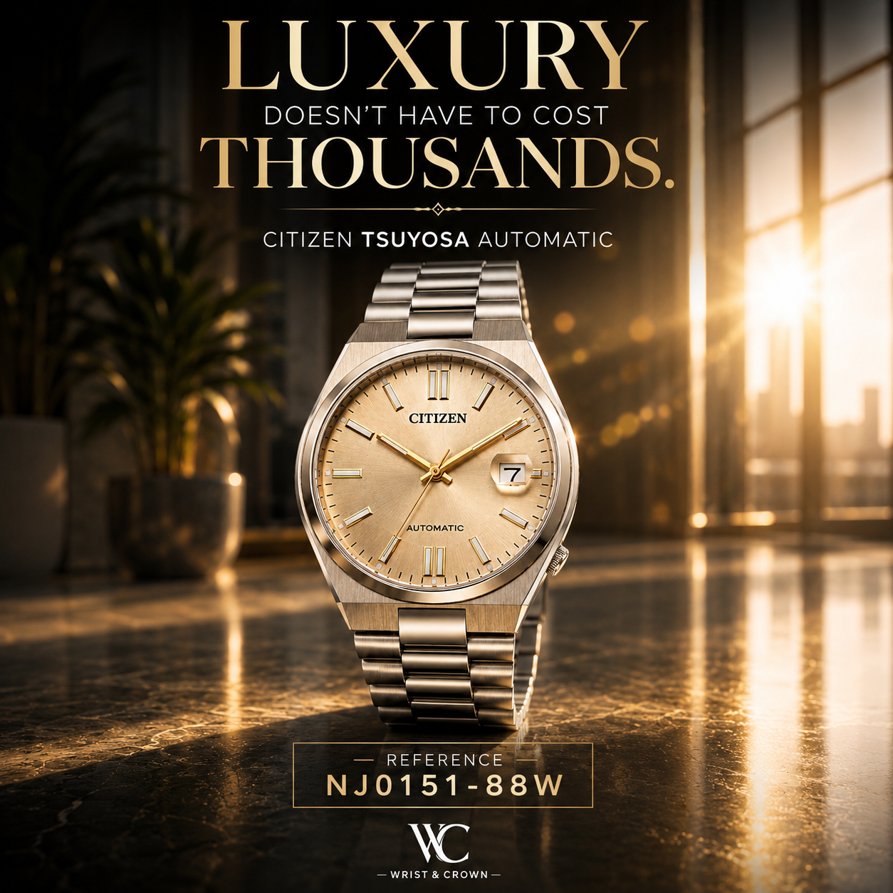 Citizen Tsuyosa NJ0151-88W 40mm Automatic Champagne Dial Watch