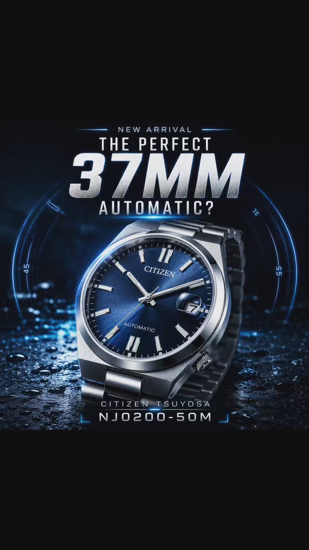 Citizen Tsuyosa 37mm Automatic NJ0200-50M Blue Sunray Dial Stainless Steel Watch